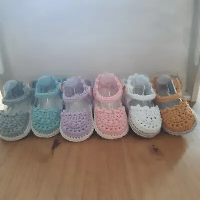 Hand Crocheted Infant Baby Toddler Espadrille Sandals Shoes Newborn 3 Sizes • £6.90