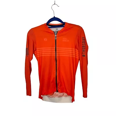 Monton Skull Thursday Zip Cycling Biking Jersey 3/4 Sleeve Orange S • $29.99