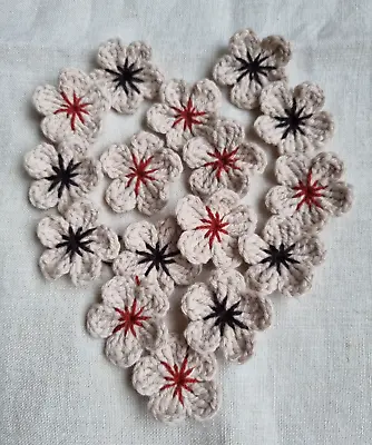 Crochet Flowers Set Of 16 - Handmade Decorative Cotton Cream Flowers Applique • £10