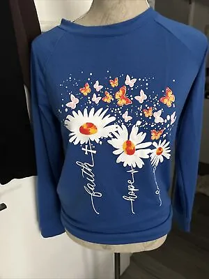 Unbranded Blue Daisy Print Long Sleeves Top Size S • £2.99