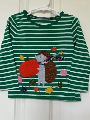 MINI BODEN Long Sleeve Embroidered Shirt HEDGEHOG FALL Toddler Girls Size 3-4Y • $19.50