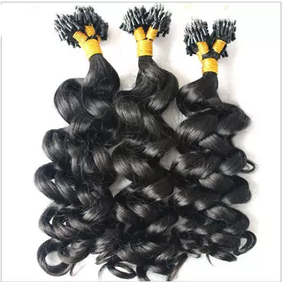 Loose Wave Micro Loop Human Hair Extension Brazilian Micro Ring Hair 100Strands • $78.30