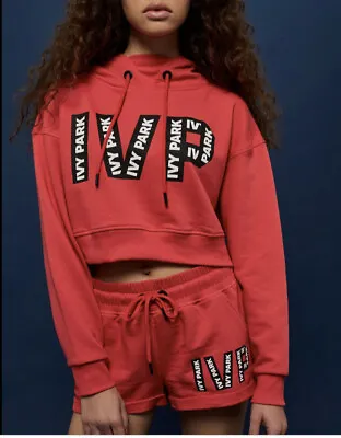 £39 • Buy Ivy Park Berry Pink Logo Crop Sweatshirt Hoodie Size Xs