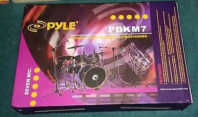 Pyle 7 Microphone Pro PDKM7 Wired Drum Kit Toms Snare Bass Mics W/ Mounts & Case • $119.99