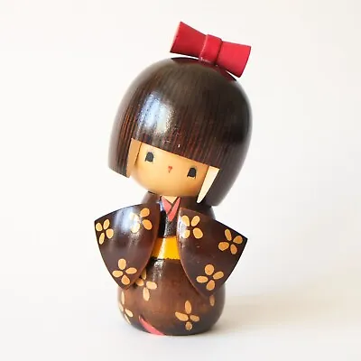 KOKESHI Doll 5  Japanese Wooden Figure Ornament Statue Hand-painted #9 • £20