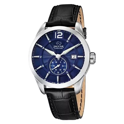 Jaguar Watch Blue Dial J663/2 Black Leather Strap Diameter 43 Mm • £195.71