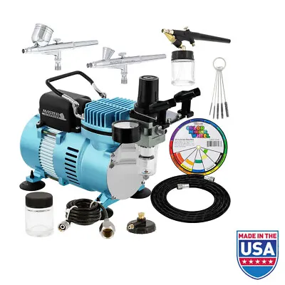 Dual Fan Air Compressor Professional Airbrushing System Kit Two Cooling Fans New • $194.99