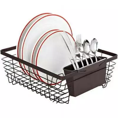 Flat Wire Dish Rack In Bronze Dish Drying Rack Holds Up To 13 Dishes • $16.88