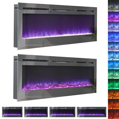 LIFELOOK Electric Fire Wall Mount Recessed Fireplace Heater Remote&Touch Screen • £259.95