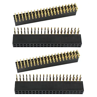 £3.29 • Buy 4 X 2.54mm Pitch 2x20 40 Pin Double Row Female Right Angle Header Socket Strip