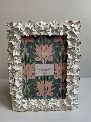 Laura Ashley~ White Floral Picture Frame ~ Fits 5’’ X 7’’ Photo • £24.12