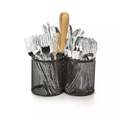 Metal Utensil Caddy Silverware Organizer Cutlery Holder 3-Section Silver US • $19.59