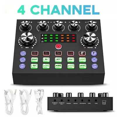 Mini Audio Mixer 4 Channel Bluetooth USB Sound Mixing Console Amplifier Studio • $21.79