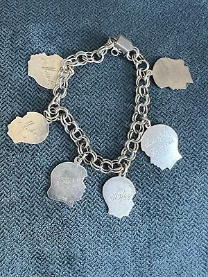 VINTAGE 925 STERLING SILVER CHARM BRACELET WITH 6 BABY CHARMS 7 .5 26gr. • $24.45