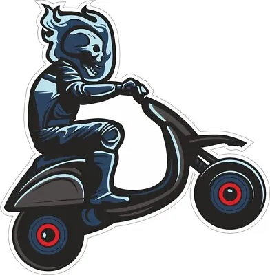 Skeleton Sticker Drive Bike Vespa Scooter Rebel Skull Flame (4 Inch) • $5.99
