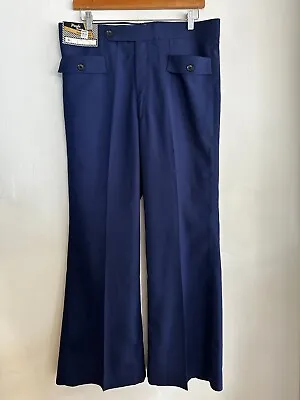 Vintage Navy Blue 70s Deadstock 'parks Trousers Of Melbourne' 38 Inch • $165