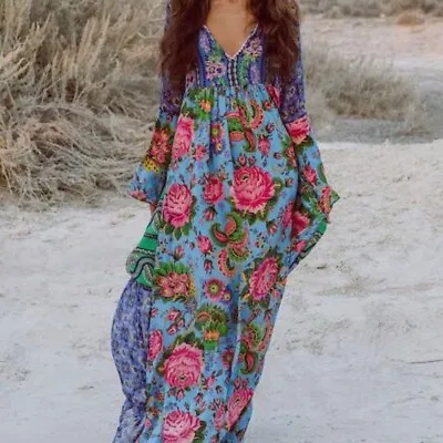 New Ibiza Floral Patchwork Hippie Boho Maxidress S • $64.99