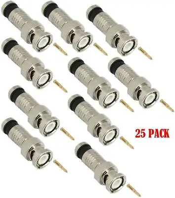 Premium Adapter BNC Compression Connector For CCTV Camera RG6 Coax Cables 25/pk • $13.50