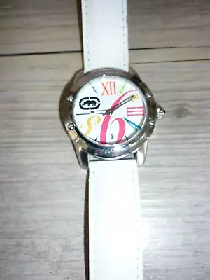Marc Ecko Quartz Watch Silvertone Womens White Pink Dial • $4.56