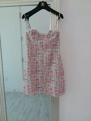 ❤Vintage Chanel Camisole Dress Paint Plaid Multicolor COCO  ❤RARE ❤  BARBIEPINK  • $700