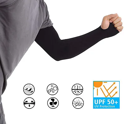 1 Pair-UPF 50 Sun Sleeves With Hand Cover For Men & Women Cooling Arm Sleeves • $5.69