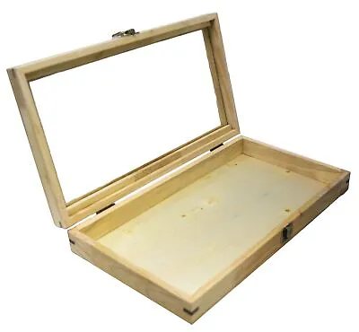 Novel Box Large Glass Top Metal Clasp Jewelry Display Case - Natural Wood • $34.99