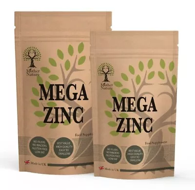 Mega Zinc Magnesium Vitamin C Capsules High Strength Natural Supplement Vegan • £5.89