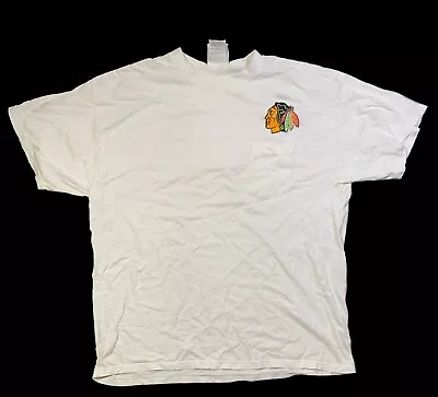 Chicago Blackhawks Hockey Logo Athletic Vintage Stitched T-Shirt Men's Size XL • $25