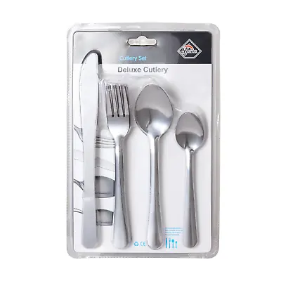 Stainless Steel Cutlery Sets Spoon Fork 16 Piece Blister Set For All Occasions • £6.99