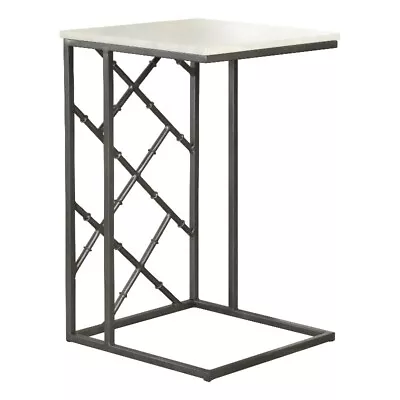 Pemberly Row Contemporary Metal Accent Table With Marble Top In Gray/White • $147.14