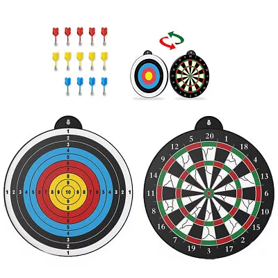 Magnetic Double Sided Dart Board Kids Adult Indoor Outdoor Game Gift W/ 14 Darts • $22.99