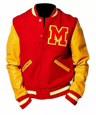 Mens MJ Thriller Michael Jackson Red M Logo Varsity Letterman Bomber Jacket • $140