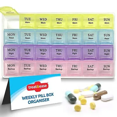 Pill Box Large Daily Tablet Organiser 7 Day Night Holders Travel Dispenser Boxes • £3.99