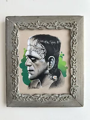 Frankenstein Prisma Color Drawing On Tan Paper. Antique Framed Wood No Glass • £41.57