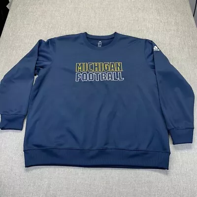 Adiadas Michigan Wolverines Football Sweatshirt Mens 2XL Blue Pullover Climawarm • $28.88