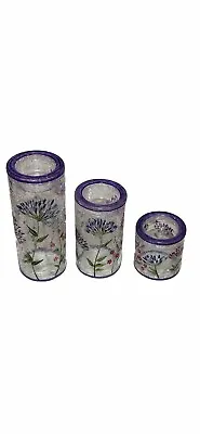 Yankee Candle Crackle Glass Wildflower 3-Piece Votive Candle Holders EUC • $16