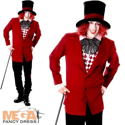 Dark Mad Hatter Mens Fancy Dress Fairytale Dickens Halloween Adults Costume • £12.99