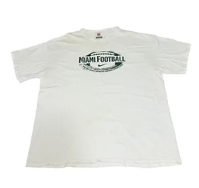 Vintage White Nike Team Tag Miami Hurricanes Double-sided T-Shirt Men's Size 2XL • $39.95