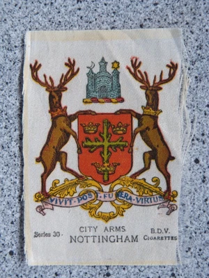 £3 • Buy SILK CIGARETTE CARD - BDV Series 30 Town & City Arms - NOTTINGHAM 70X50mm Approx