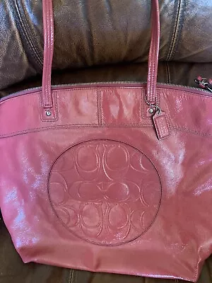 COACH Laura Signature Pink Paton Circle Womens Tote Shoulder Purse Bag • $45