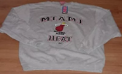Miami Heat Crew Neck Sweatshirt Large Gray Flaming Basketball Logo NFL • $26.99