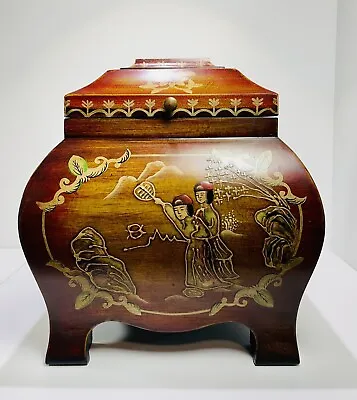 Wooden Decorative Keepsake Box Asian Style Box Hand Painted Large • $59