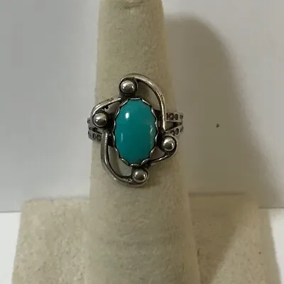 VTG Native American Sterling Silver Turquoise Ring..Size 6 • $45
