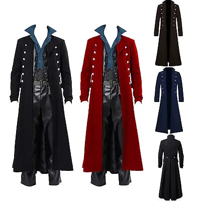Mens Medieval Halloween Costume Steampunk Vintage Jackets Gothic Vampire Coats • $32.46