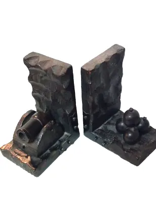 Bookends  Cannon And Balls Spanish Gothic Revival Medieval Décor • $22