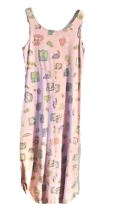 Stamp Maxi Dress Sz M Art To Wear Fruit Graphics USA Made Kk Resort Wear Lounge • $24.75