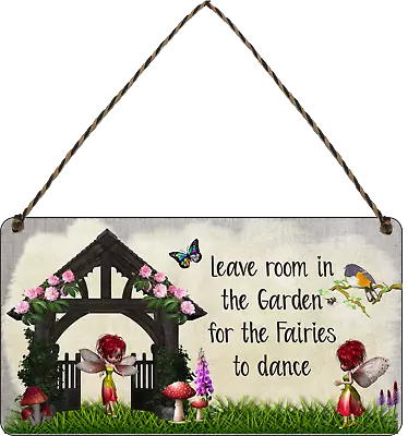 Fairy Garden Gardening Shed Hanging Wooden Sign Chic Plaque Fairies Gift Flower • £7.88