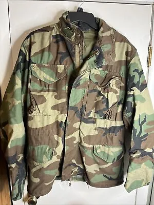 US Army Military BDU M-65 Field Jacket Coat Cold Weather Camo Small Short • $41.48
