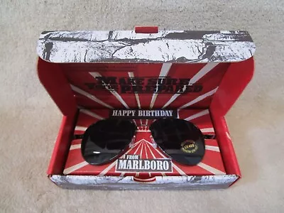 Marlboro Happy Birthday Promo Black Aviator Sunglasses W/Pouch • $14.49