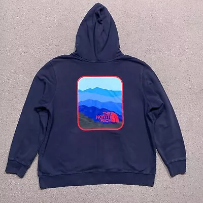 The North Face Hoodie XXL Blue Parks Half Dome Sweater Spellout *flaws • $18.44